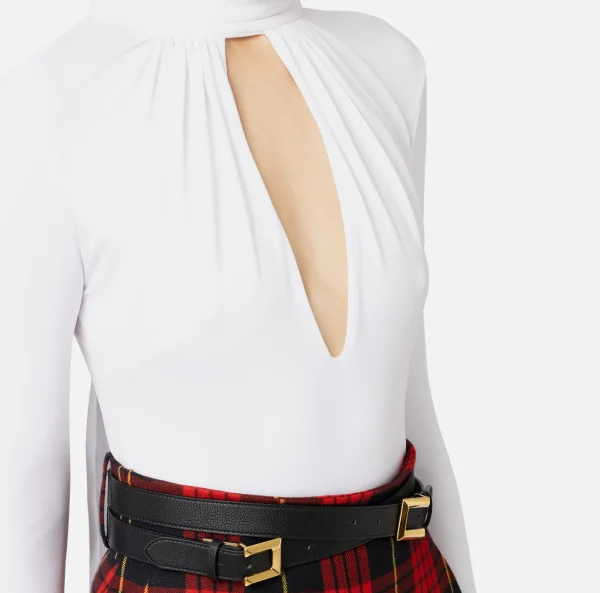 Elisabetta Franchi Top, T-Shirt & Body^Body in jersey con collo effetto sciarpa Avorio