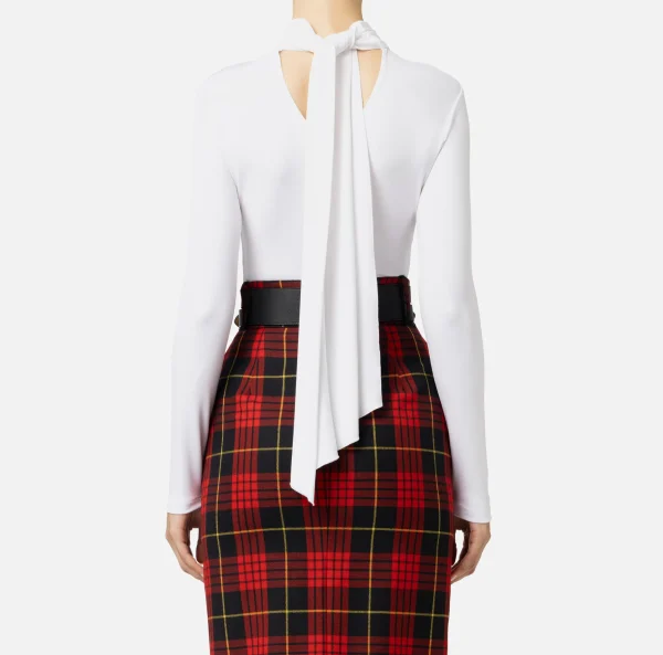 Elisabetta Franchi Top, T-Shirt & Body^Body in jersey con collo effetto sciarpa Avorio