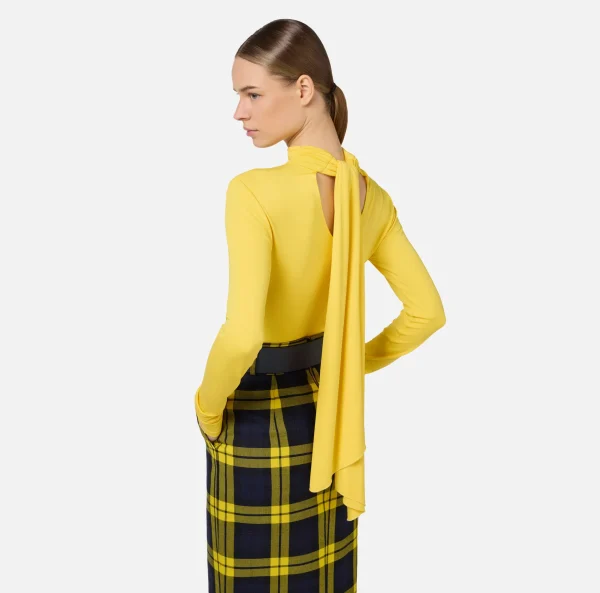 Elisabetta Franchi Top, T-Shirt & Body^Body in jersey con collo effetto sciarpa Mimosa