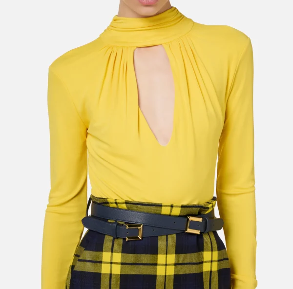 Elisabetta Franchi Top, T-Shirt & Body^Body in jersey con collo effetto sciarpa Mimosa