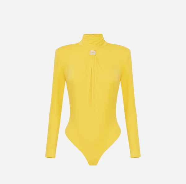 Elisabetta Franchi Top, T-Shirt & Body^Body in jersey con drappeggio e placca logo Mimosa