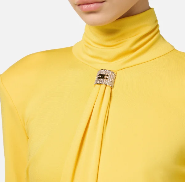 Elisabetta Franchi Top, T-Shirt & Body^Body in jersey con drappeggio e placca logo Mimosa
