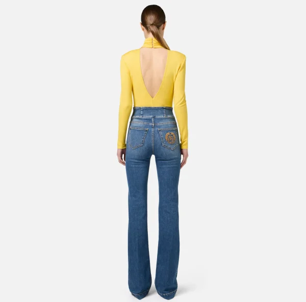 Elisabetta Franchi Top, T-Shirt & Body^Body in jersey con drappeggio e placca logo Mimosa