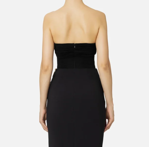 Elisabetta Franchi Top, T-Shirt & Body^Body in jersey lurex plissettato Nero