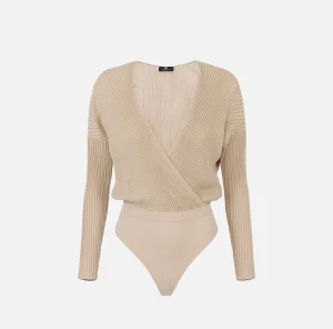 Elisabetta Franchi Top, T-Shirt & Body^Body in viscosa e lurex a costine Corda