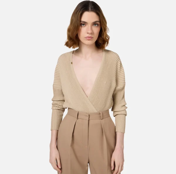 Elisabetta Franchi Top, T-Shirt & Body^Body in viscosa e lurex a costine Corda