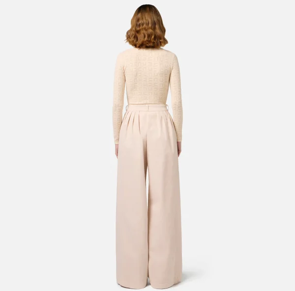 Elisabetta Franchi Top, T-Shirt & Body^Body in viscosa logo punto rete Burro