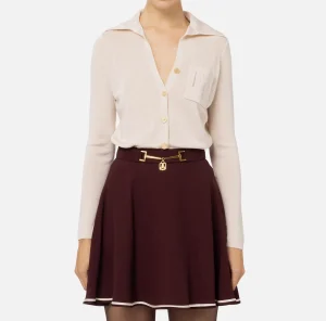 Elisabetta Franchi Top, T-Shirt & Body^Body in viscosa lucida con ricamo logo Lattice