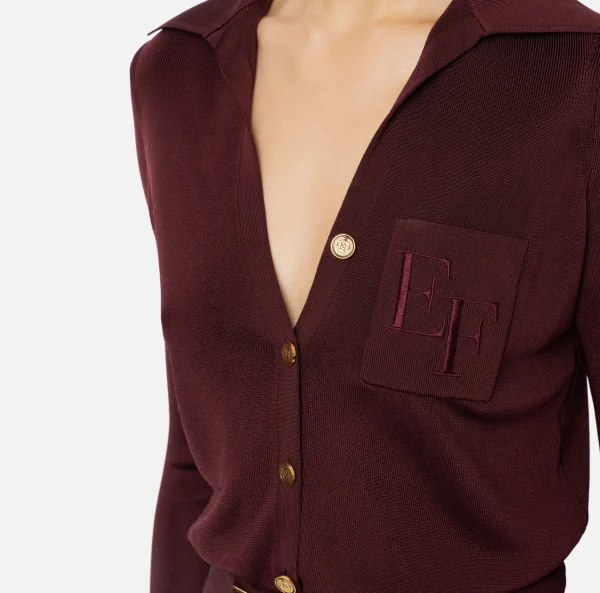 Elisabetta Franchi Top, T-Shirt & Body^Body in viscosa lucida con ricamo logo RougeNoir