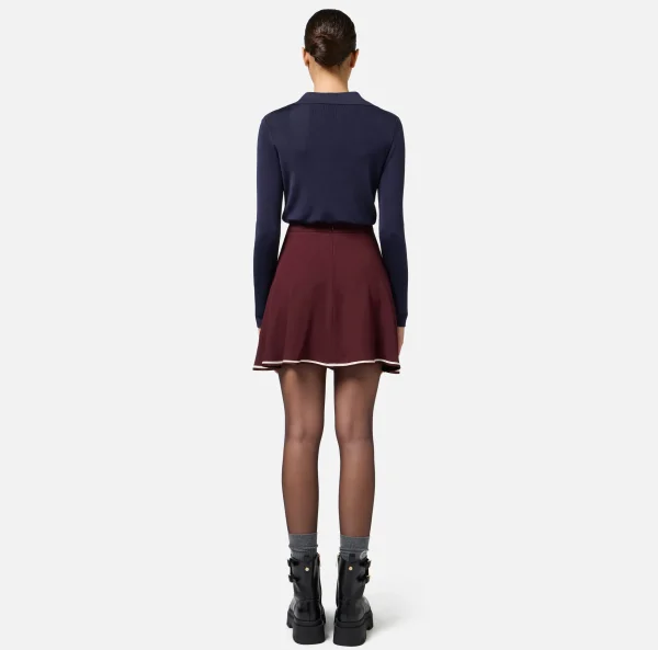 Elisabetta Franchi Top, T-Shirt & Body^Body in viscosa lucida con ricamo logo Navy