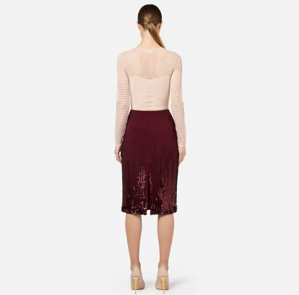 Elisabetta Franchi Top, T-Shirt & Body^Body in viscosa motivo chevron RosaCipria