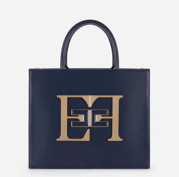 Elisabetta Franchi Borse A Mano^Borsa a mano media con logo Navy