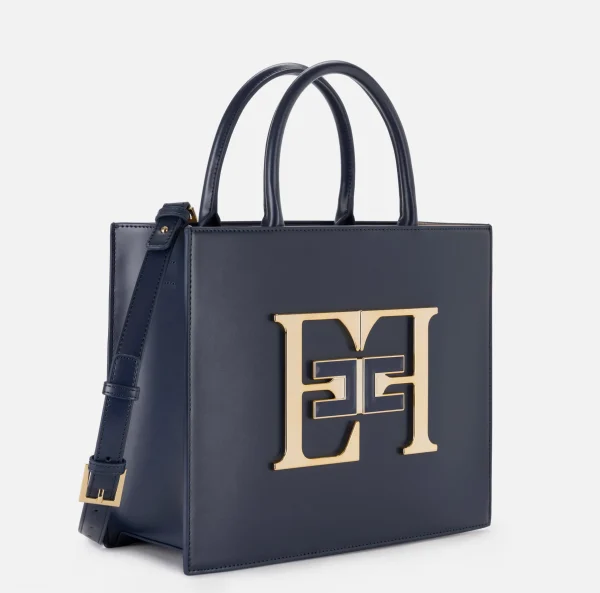Elisabetta Franchi Borse A Mano^Borsa a mano media con logo Navy