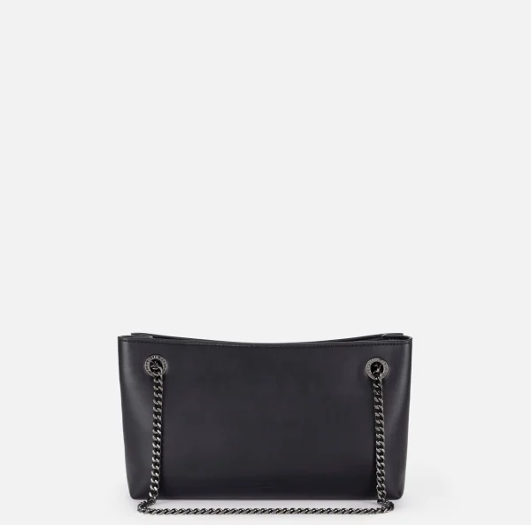 Elisabetta Franchi Borse A Spalla^Borsa a tracolla con scudetto in metallo silver Nero