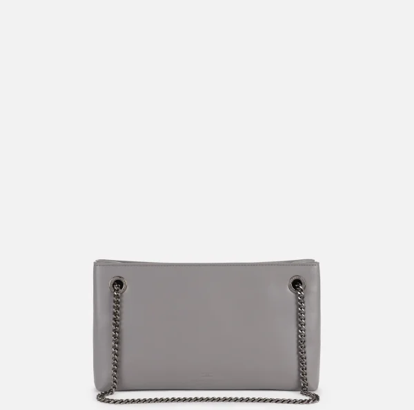 Elisabetta Franchi Borse A Spalla^Borsa a tracolla con scudetto in metallo silver Steel