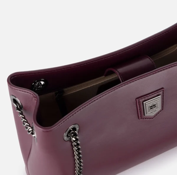 Elisabetta Franchi Borse A Spalla^Borsa a tracolla con scudetto in metallo silver RougeNoir