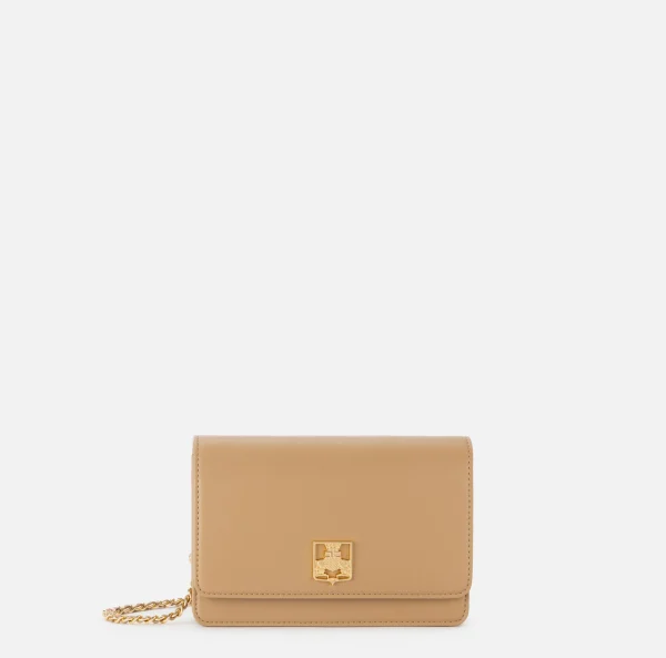 Elisabetta Franchi Borse A Tracolla^Borsa a tracolla in materiale sintetico con placca logo Camel