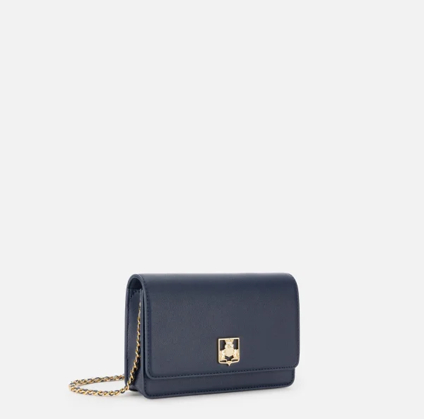 Elisabetta Franchi Borse A Tracolla^Borsa a tracolla in materiale sintetico con placca logo Navy