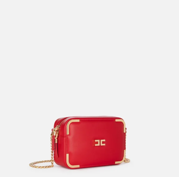 Elisabetta Franchi Borse A Tracolla^Borsa a tracolla in materiale effetto pelle con angoli in metallo RedPassion