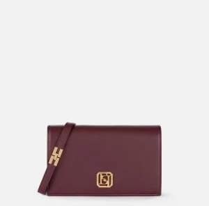 Elisabetta Franchi Borse A Tracolla^Borsa a tracolla in nappa con placca logo RougeNoir