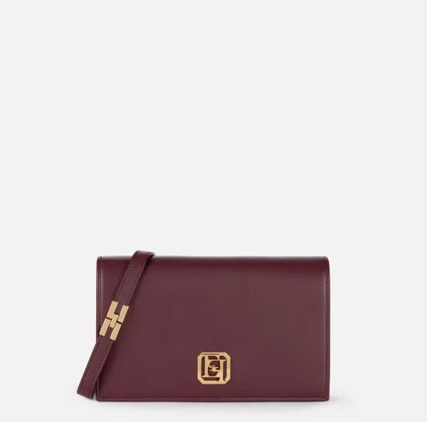 Elisabetta Franchi Borse A Tracolla^Borsa a tracolla in nappa con placca logo RougeNoir