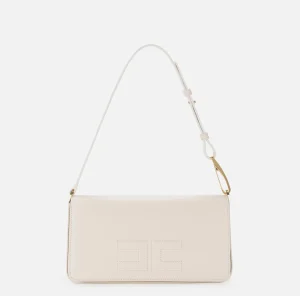 Elisabetta Franchi Borse A Spalla^Borsa a tracolla in pelle con logo embossed Burro