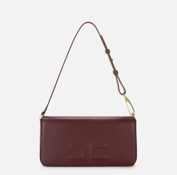 Elisabetta Franchi Borse A Spalla^Borsa a tracolla in pelle con logo embossed RougeNoir
