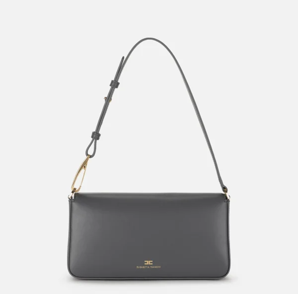 Elisabetta Franchi Borse A Spalla^Borsa a tracolla in pelle con logo embossed Steel