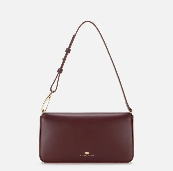 Elisabetta Franchi Borse A Spalla^Borsa a tracolla in pelle con logo embossed RougeNoir