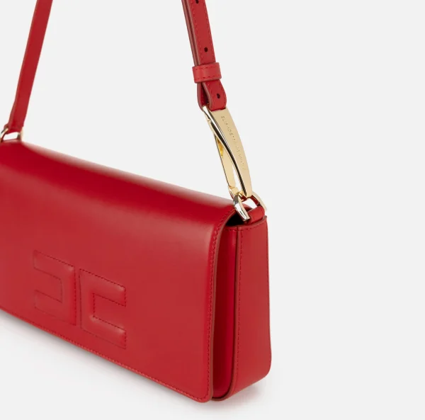 Elisabetta Franchi Borse A Spalla^Borsa a tracolla in pelle con logo embossed RedPassion