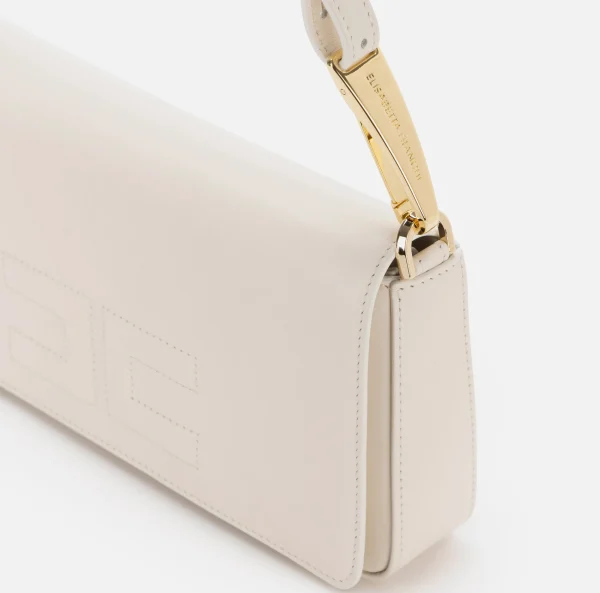 Elisabetta Franchi Borse A Spalla^Borsa a tracolla in pelle con logo embossed Burro