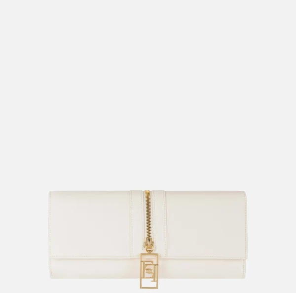 Elisabetta Franchi Clutch^Borsa baguette in materiale effetto pelle con zip Burro