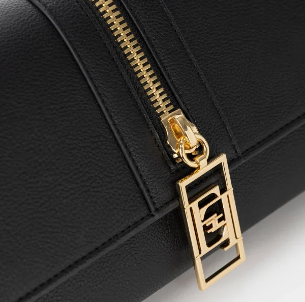 Elisabetta Franchi Clutch^Borsa baguette in materiale effetto pelle con zip Nero