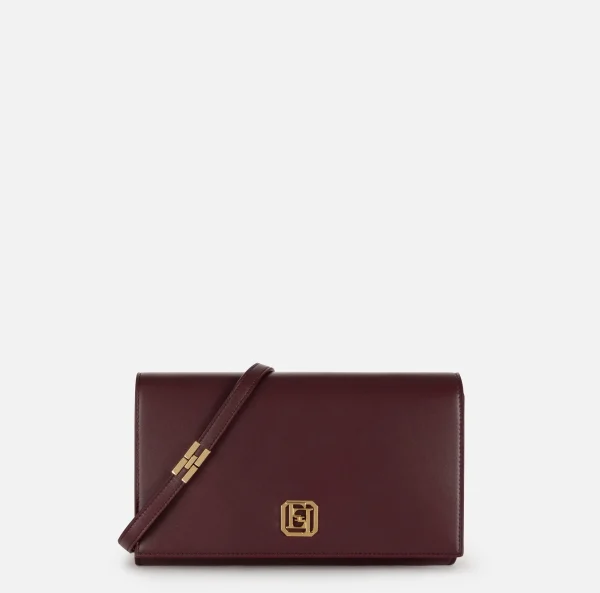 Elisabetta Franchi Borse A Tracolla^Borsa baguette in nappa con placca logo RougeNoir