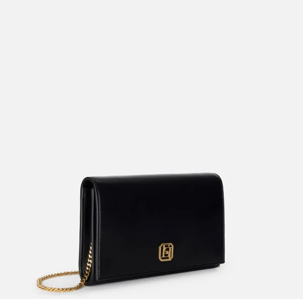 Elisabetta Franchi Borse A Tracolla^Borsa baguette in nappa con placca logo Nero