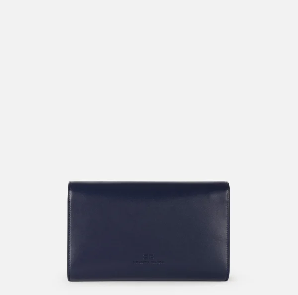 Elisabetta Franchi Borse A Tracolla^Borsa baguette in nappa con placca logo Navy