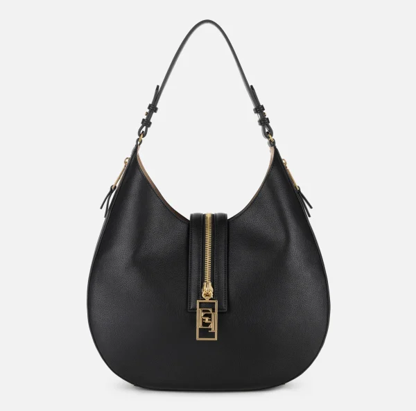 Elisabetta Franchi Borse A Spalla^Borsa hobo grande in materiale effetto pelle con zip Nero