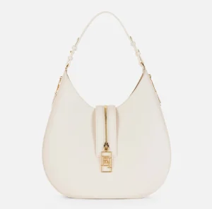 Elisabetta Franchi Borse A Spalla^Borsa hobo grande in materiale effetto pelle con zip Burro
