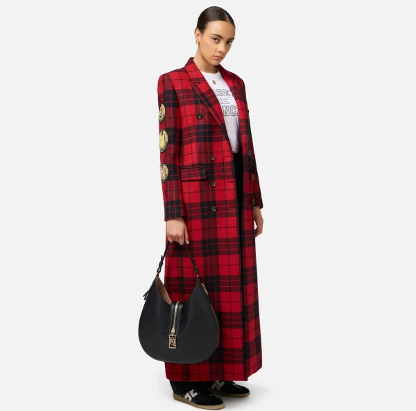 Elisabetta Franchi Borse A Spalla^Borsa hobo grande in materiale effetto pelle con zip Nero