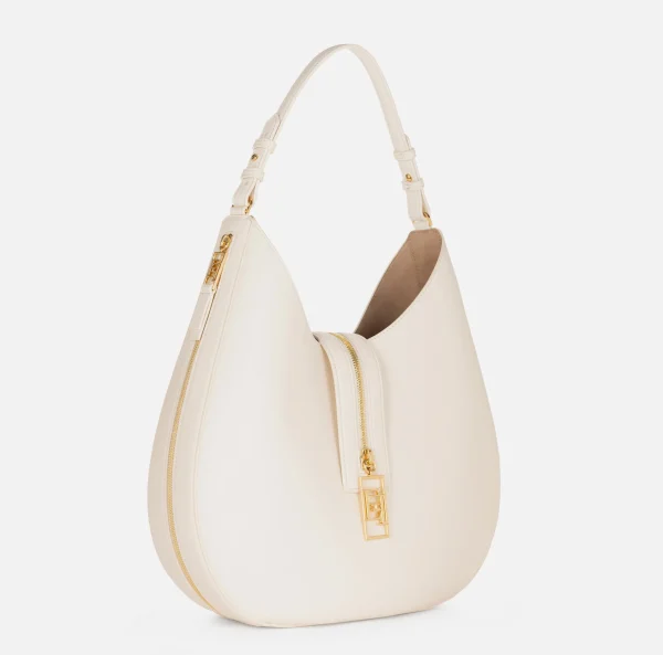 Elisabetta Franchi Borse A Spalla^Borsa hobo grande in materiale effetto pelle con zip Burro