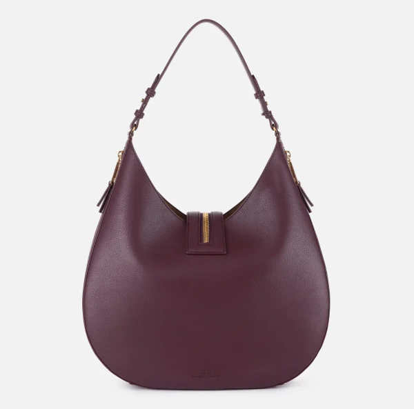 Elisabetta Franchi Borse A Spalla^Borsa hobo grande in materiale effetto pelle con zip RougeNoir