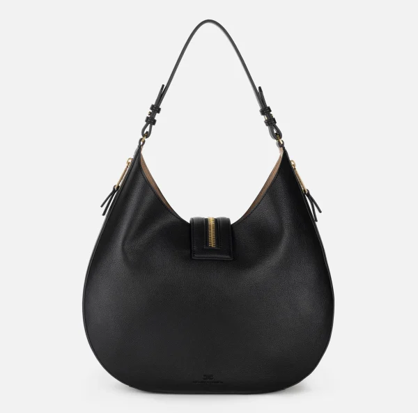 Elisabetta Franchi Borse A Spalla^Borsa hobo grande in materiale effetto pelle con zip Nero