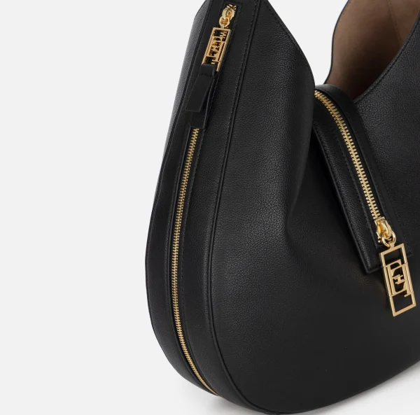 Elisabetta Franchi Borse A Spalla^Borsa hobo grande in materiale effetto pelle con zip Nero