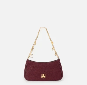 Elisabetta Franchi Borse A Spalla^Borsa hobo in tessuto con tracolla charms RougeNoir
