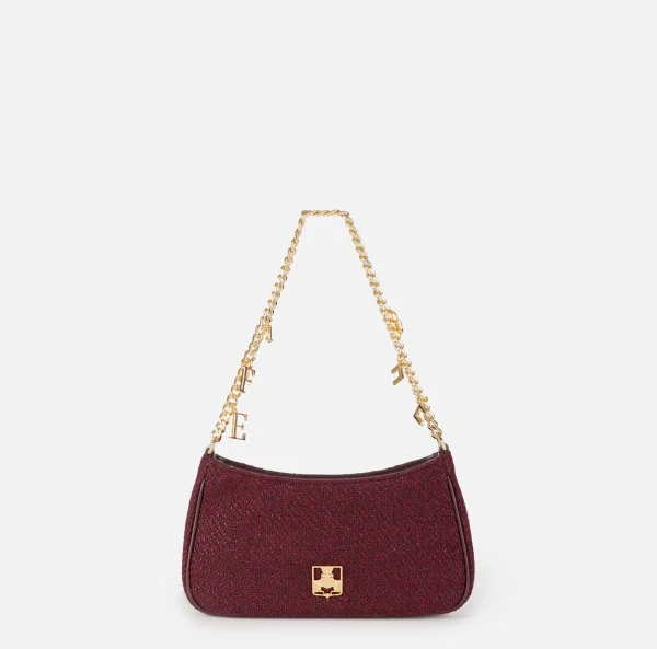 Elisabetta Franchi Borse A Spalla^Borsa hobo in tessuto con tracolla charms RougeNoir