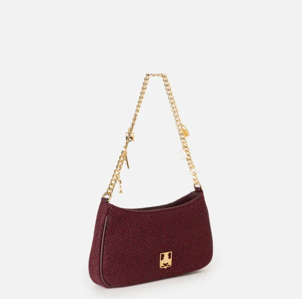 Elisabetta Franchi Borse A Spalla^Borsa hobo in tessuto con tracolla charms RougeNoir