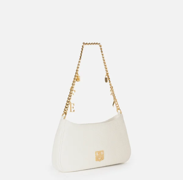 Elisabetta Franchi Borse A Spalla^Borsa hobo in tessuto con tracolla charms Avorio