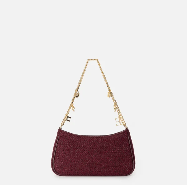 Elisabetta Franchi Borse A Spalla^Borsa hobo in tessuto con tracolla charms RougeNoir