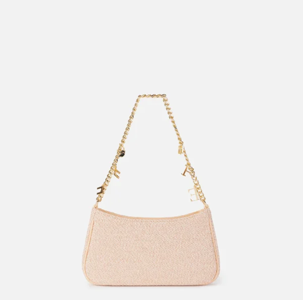 Elisabetta Franchi Borse A Spalla^Borsa hobo in tessuto con tracolla charms PeachRose