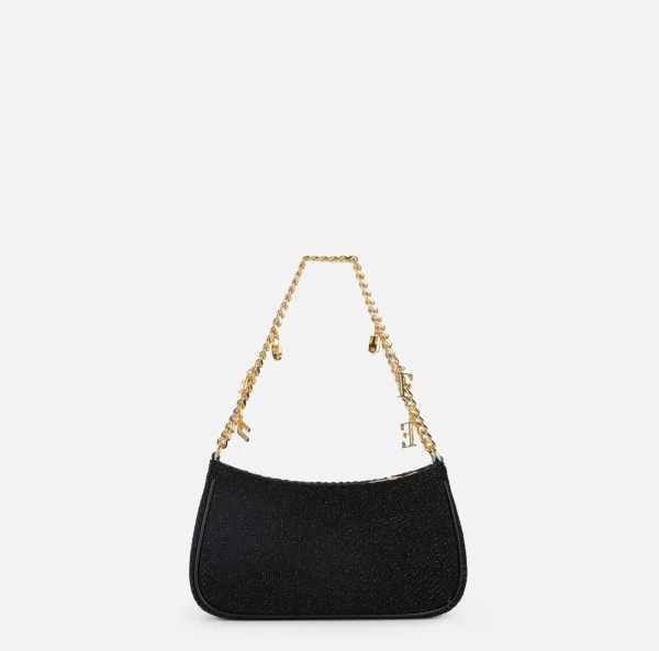 Elisabetta Franchi Borse A Spalla^Borsa hobo in tessuto con tracolla charms Nero
